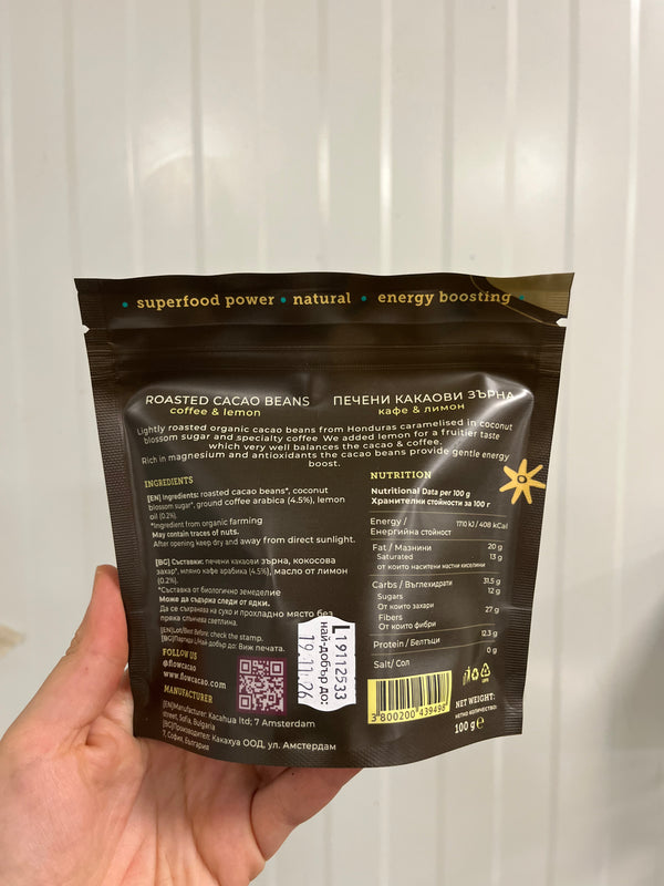 Boabe de cacao prăjite cu cafea de specialitate și lămâie